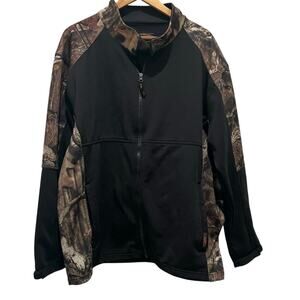YUKON Fleece Camo Full Zip Black Jacket Sz XL Pockets Outdoor Hunting Fishing